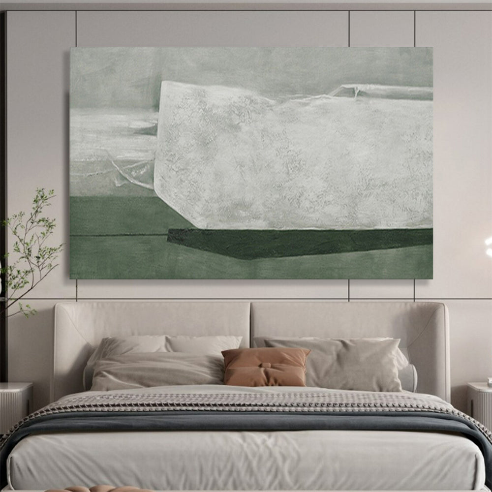 Gray - Green Abstract Still Life - Abstract Still Life Painting On Canvas DKH608