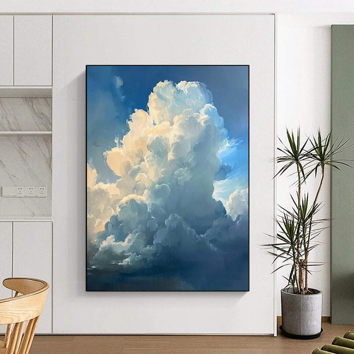 “Fluffy Clouds in Blue Sky” - Realist Impressionist Painting On Canvas DTP006