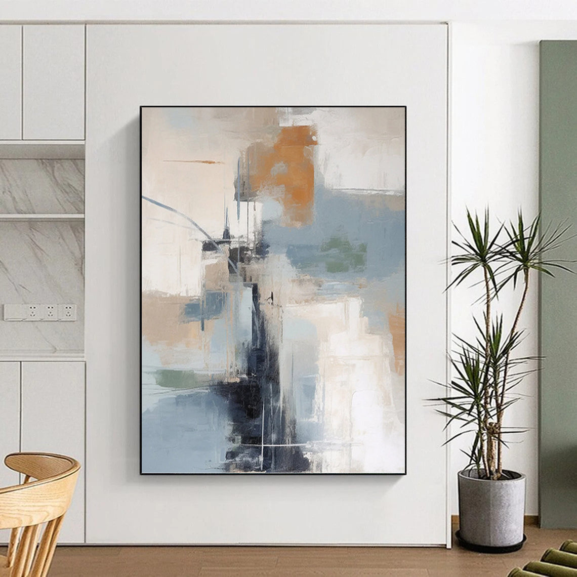 Color - Blocked Abstract City - Abstract Composition Painting On Canvas DKH1254