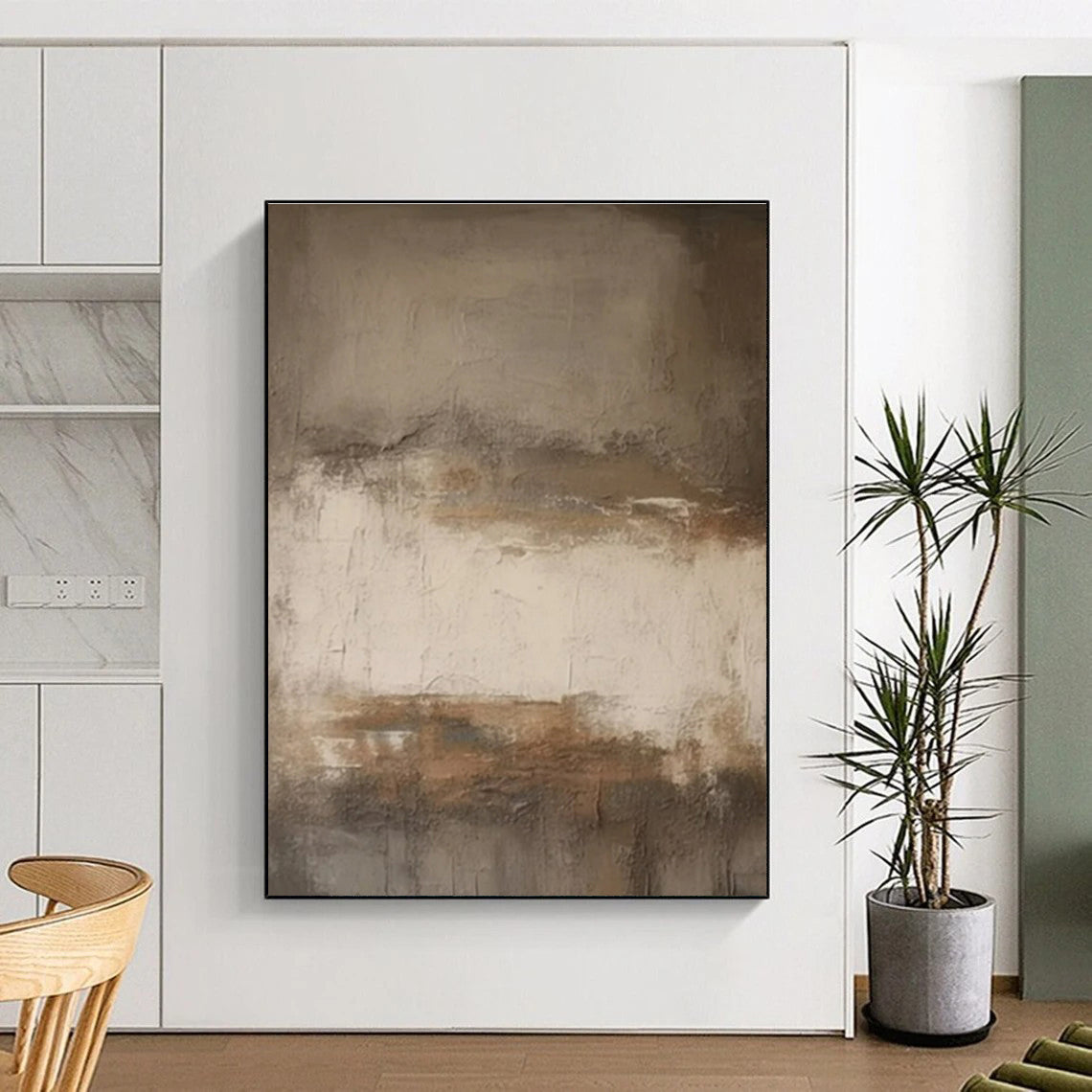 Brown - Beige Weathered Layers, "Aged Elegance" - Abstract Textured Painting CT0712