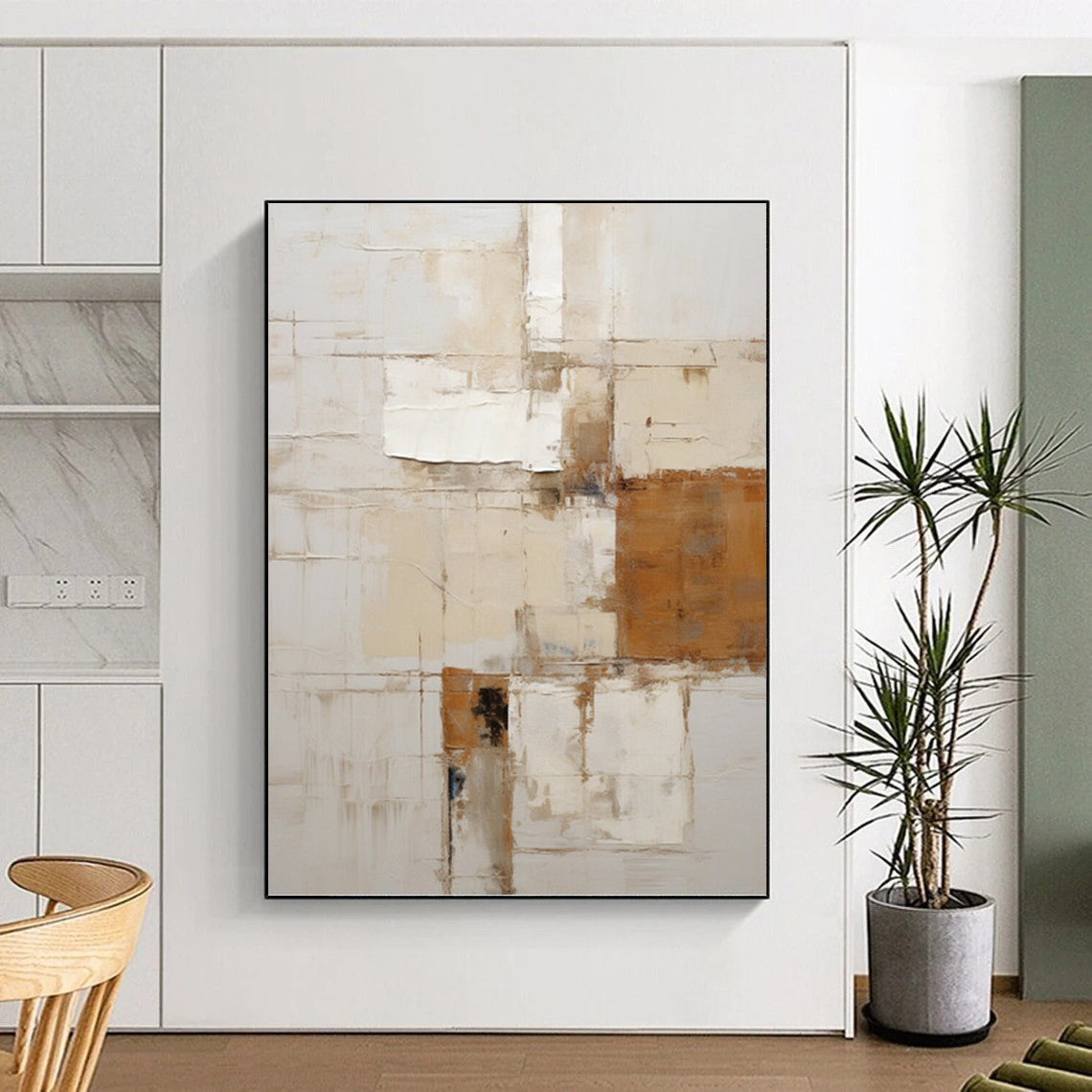 Earthy Neutrals Abstract Composition - Abstract Painting On Canvas DKH1317