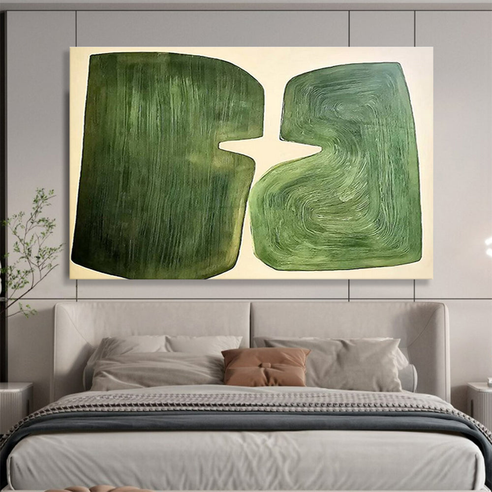 Green Abstract Shapes - Minimalist Abstract Painting On Canvas DKH620