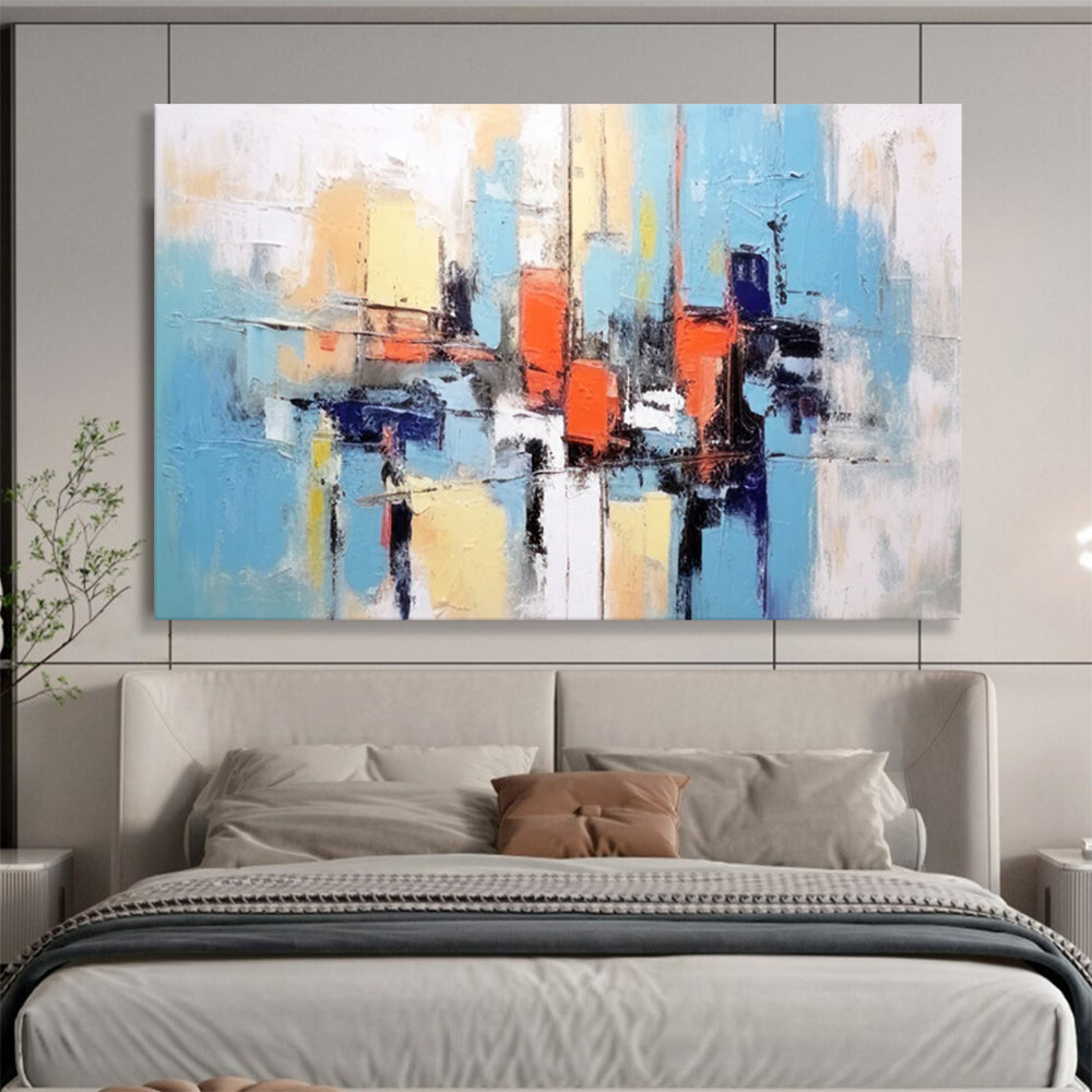 “Abstract City Blocks In Color” Cityscape Painting On Canvas DLZ068