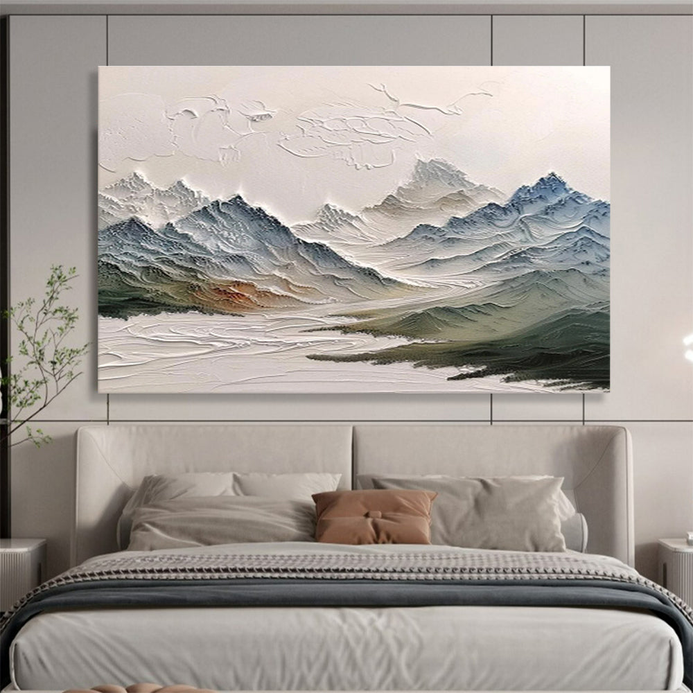 “Textured Mountain Range” Impasto Landscape Painting On Canvas DKH462