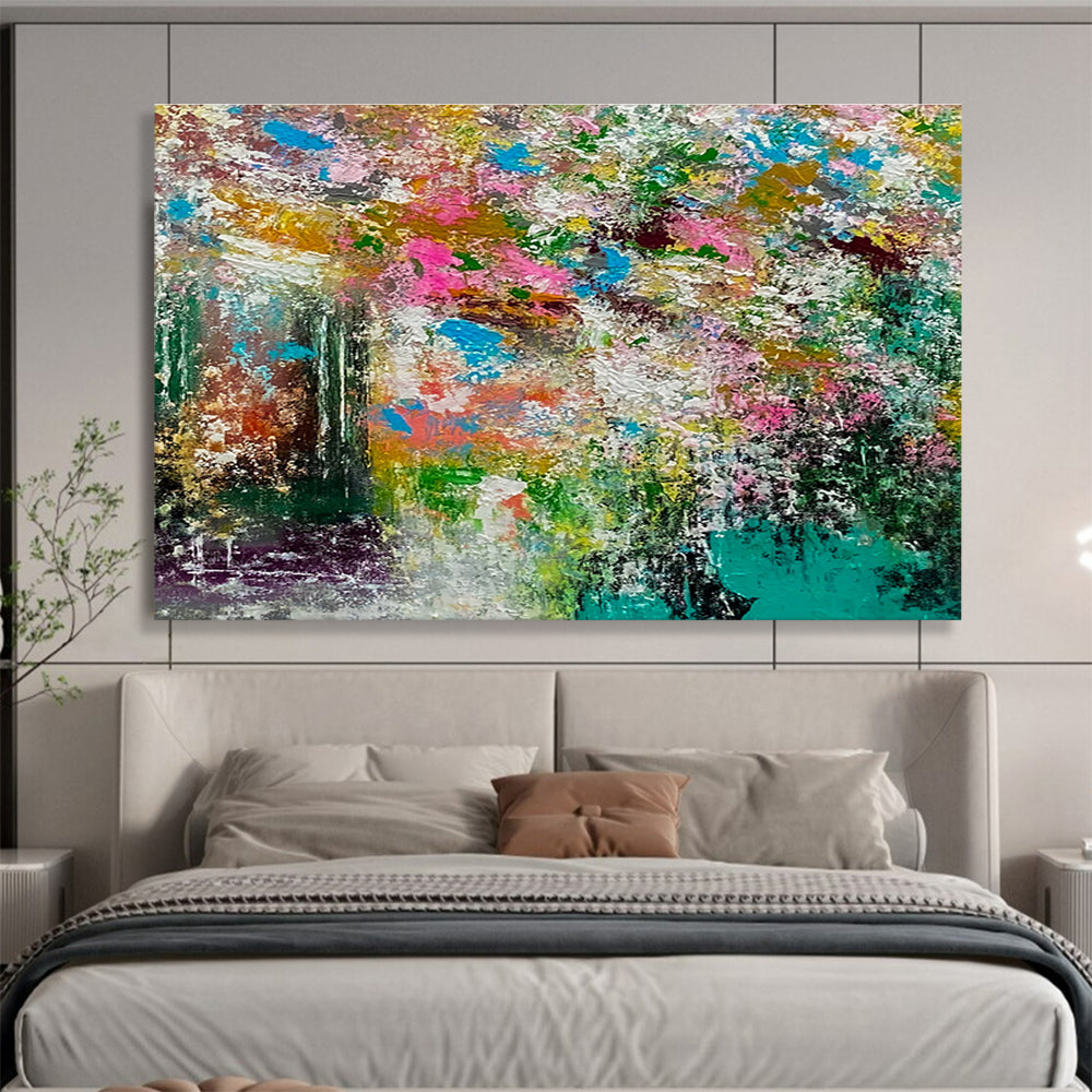 Vibrant Abstract Garden - Colorful Floral Abstract Painting On Canvas DKH919