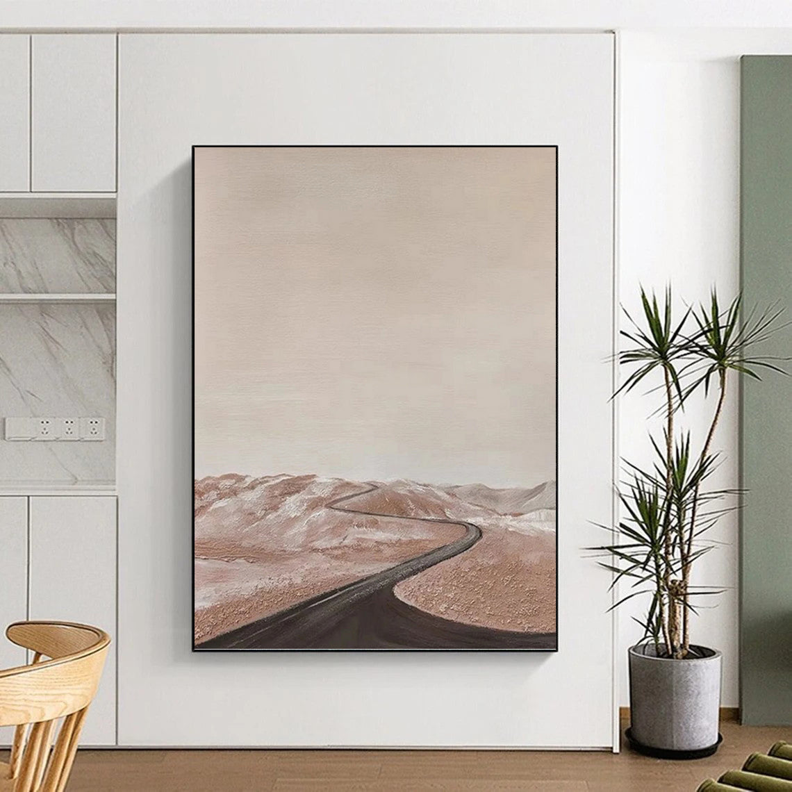 “Minimalist Desert Road Landscape” - Serene Landscape Painting On Canvas DKH1123