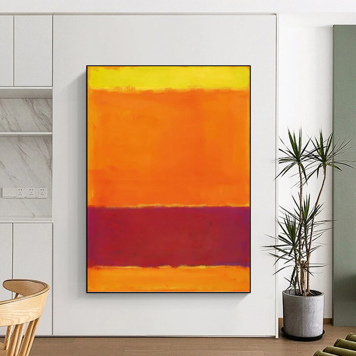 “Yellow, Orange & Purple Color Blocks” - Color Field Painting On Canvas DKH1607