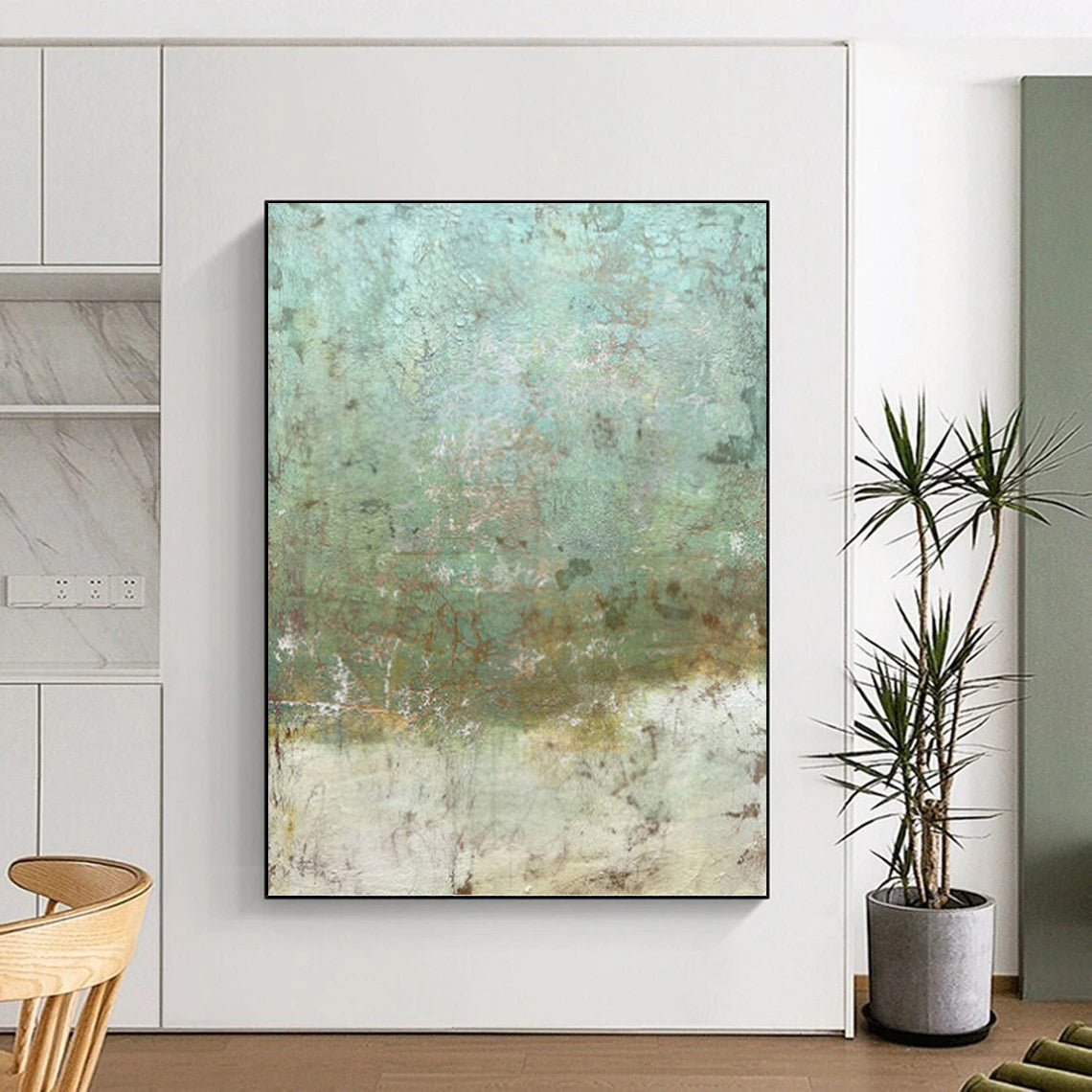 Textured Abstract in Greens and Browns - Abstract Painting On Canvas DKH1472