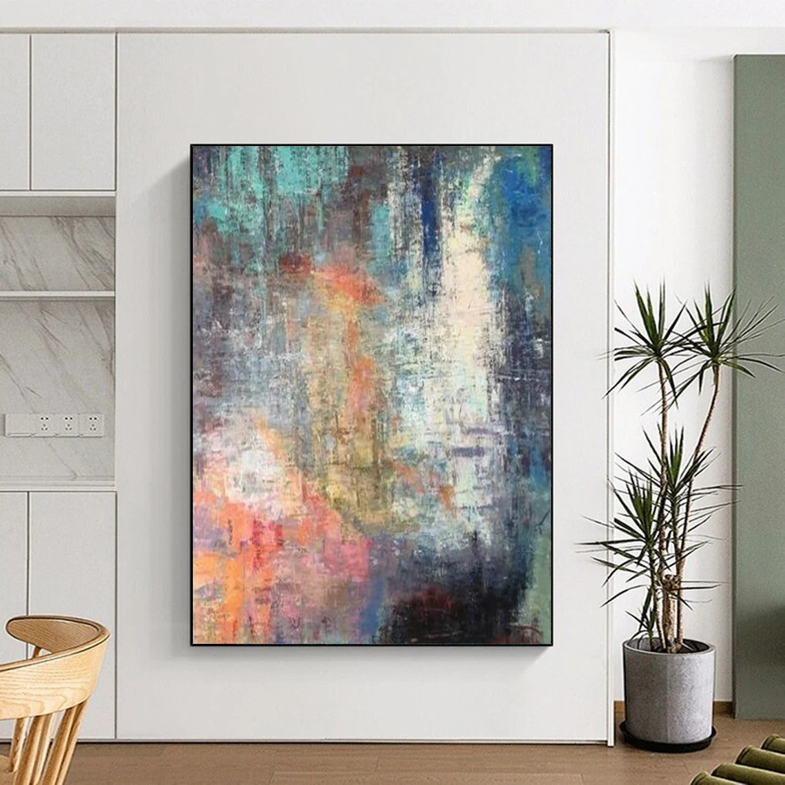 “Colorful, Textured Abstract Mosaic” - Abstract Painting On Canvas CT2327