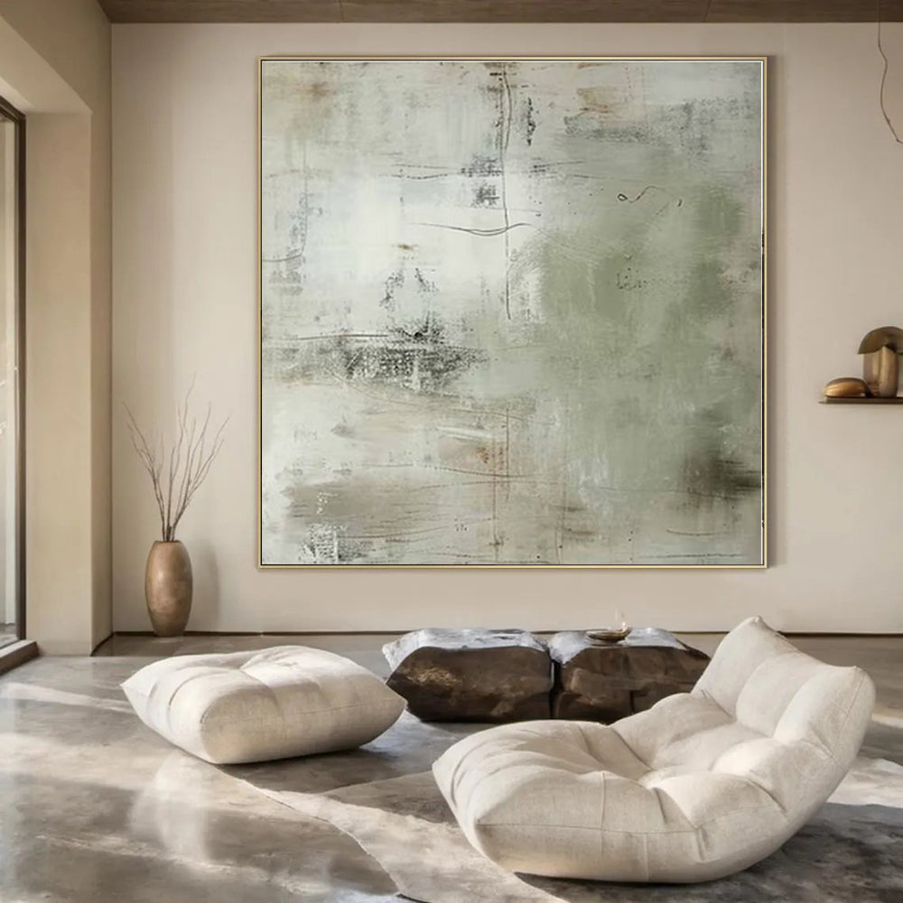 Light - toned Line Abstract - Minimalist Line - textured Acrylic Painting CT1358