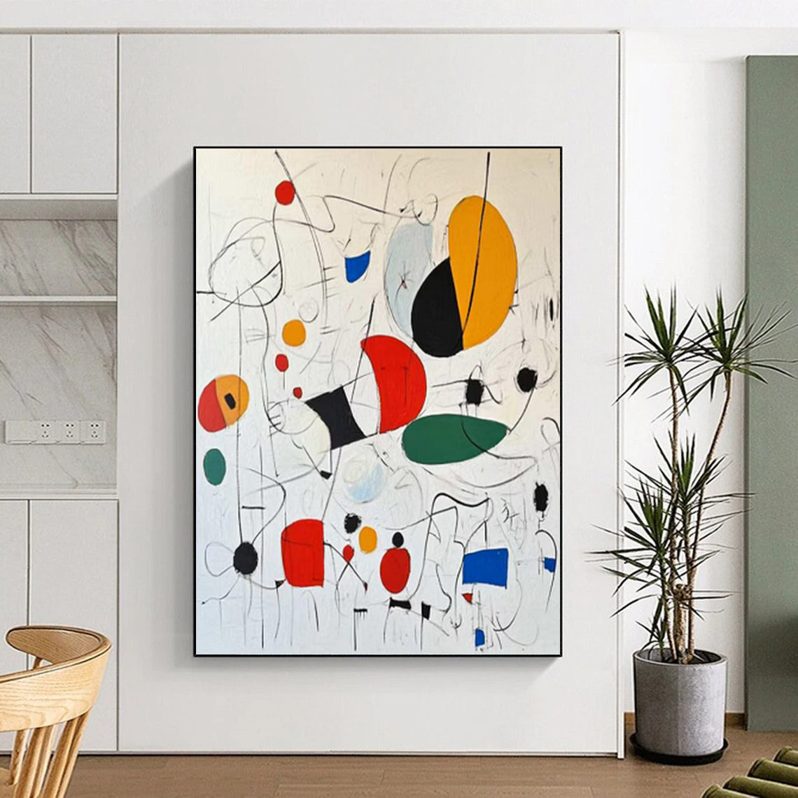 “Colorful Abstract Play” - Multicolor Shapes & Lines Painting On Canvas DKH1184