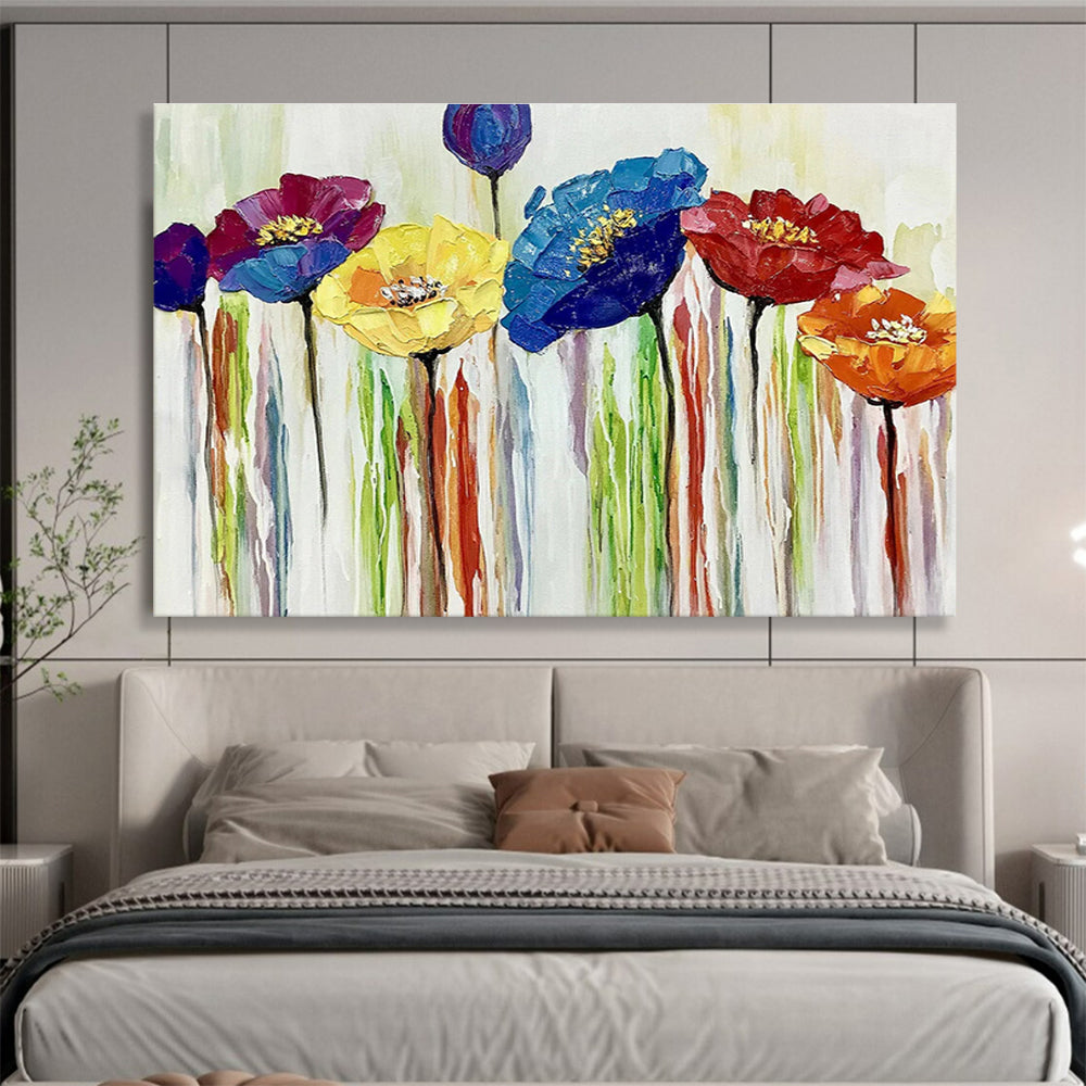 “Colorful Impasto Flowers” - Vibrant Floral Painting On Canvas DKH783
