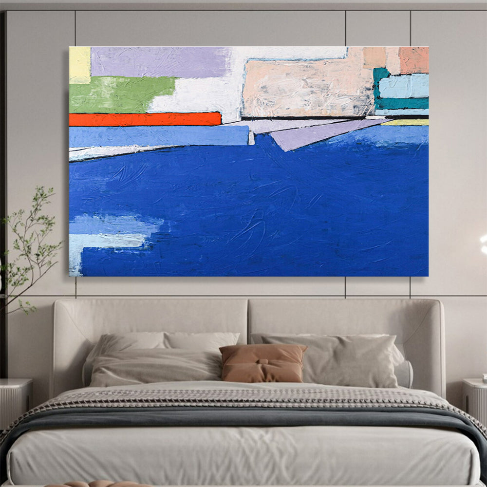 Soft Color Field Layers in Green, Blue, and White, Abstract Landscape - Inspired Painting On Canvas DKH575