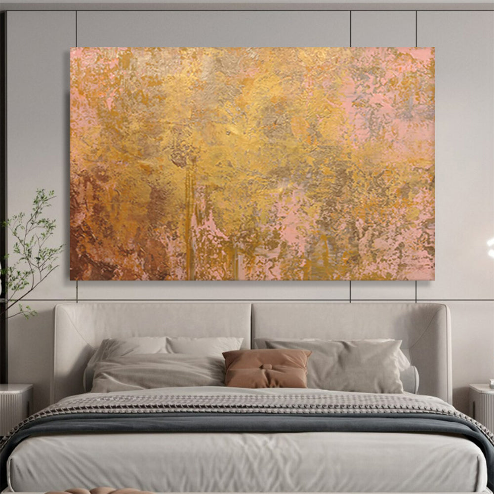 “Gilded Pink and Gold Textured Abstract” Painting On Canvas DKH022