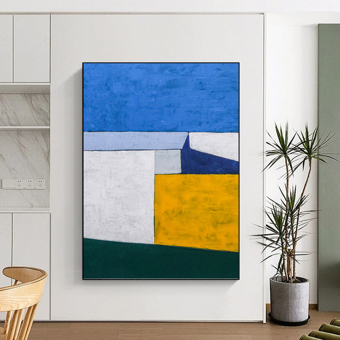 “Color - Blocked Geometric Abstract” - Minimalist Abstract Painting On Canvas DKH1095