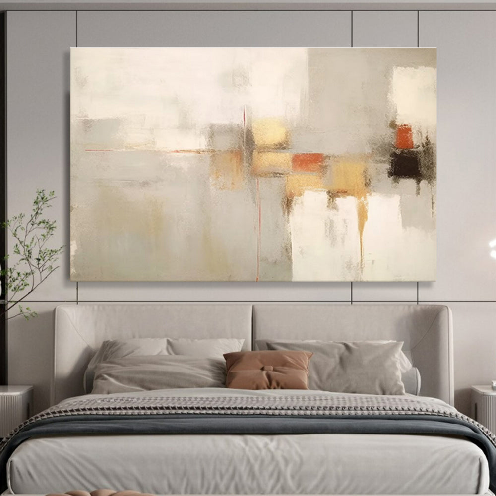 “Neutral Tones: Subtle Geometry” Minimalist Abstract Painting On Canvas DKH348