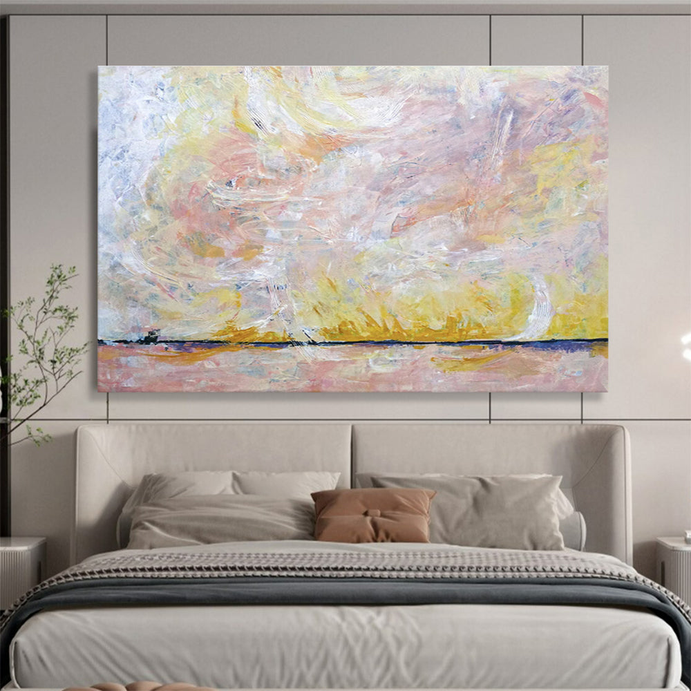 “Pastel Abstract Sunset” Abstract Oil Painting On Canvas DKH564