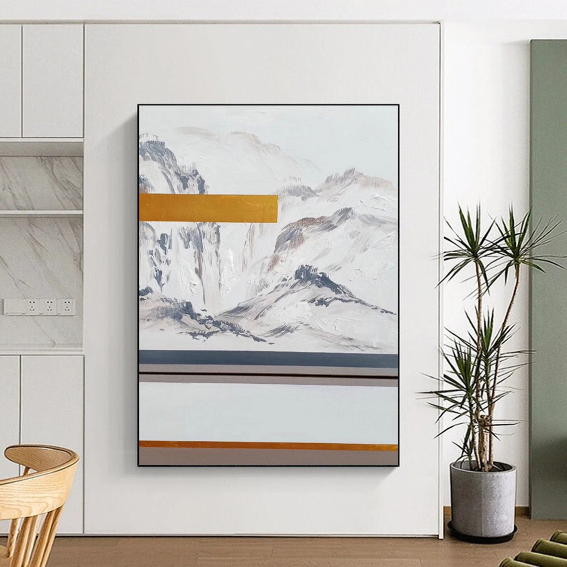 “Minimalist Mountainscape” - Minimalist Landscape Painting On Canvas DTP045