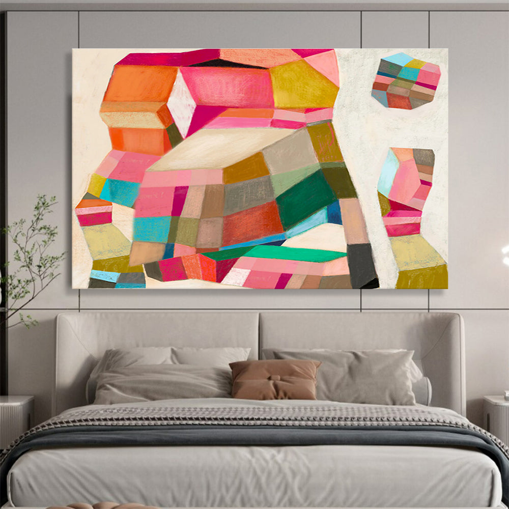 Colorful Geometric Shapes - Bold Forms and Vibrant Hues Painting On Canvas DKH070
