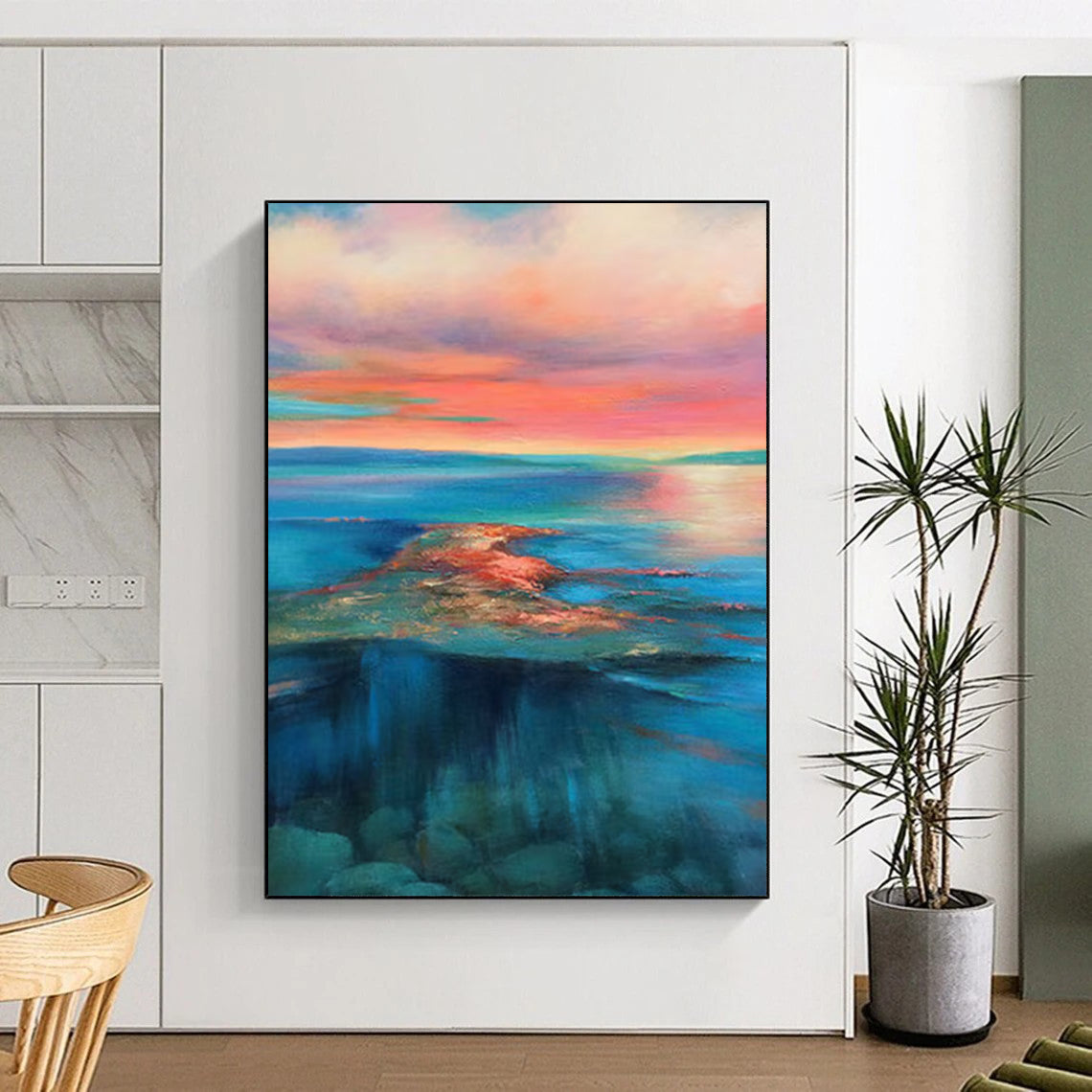 “Colorful Sunset Sea” - Impressionist Seascape Painting On Canvas DTP051