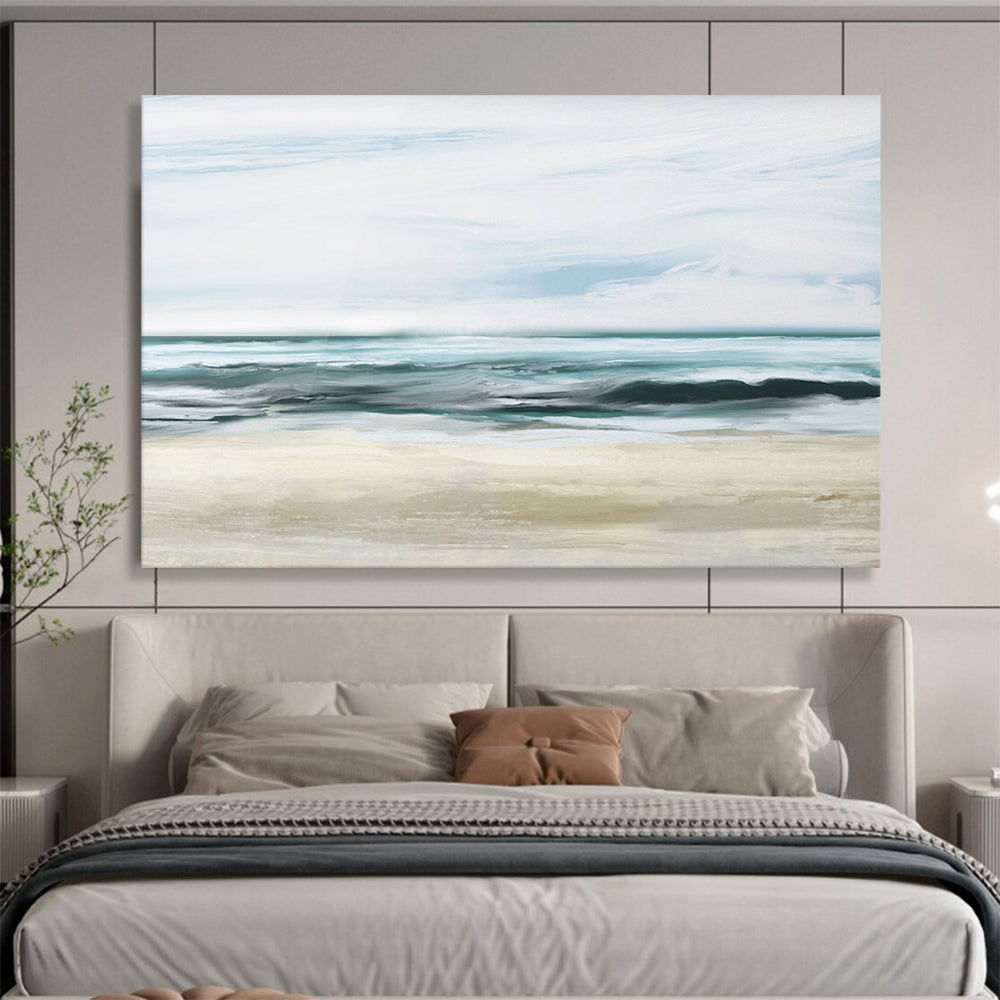 “Calm Blue Ocean Waves” Seascape Oil Painting On Canvas DLZ128