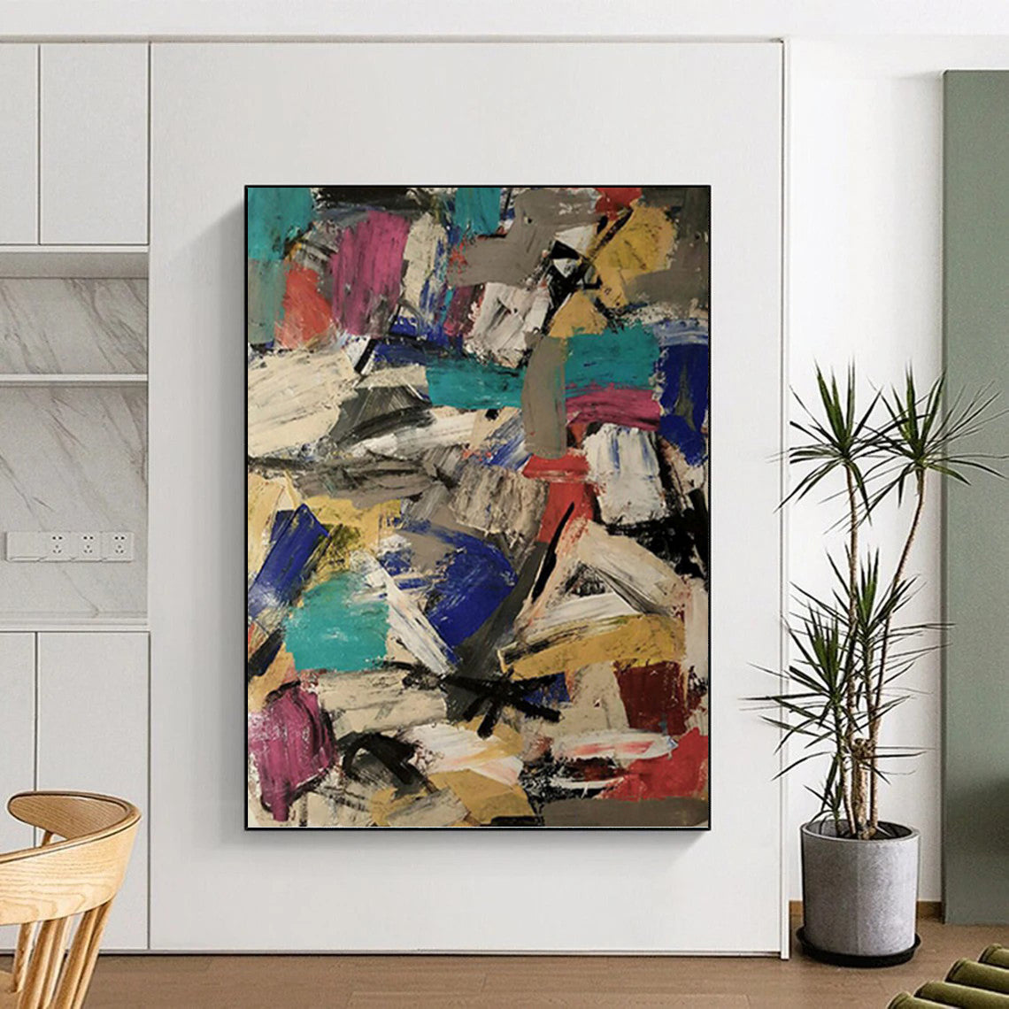 “Colorful Abstract Collision” - Vibrant Abstract Expressionist Painting DKH1039