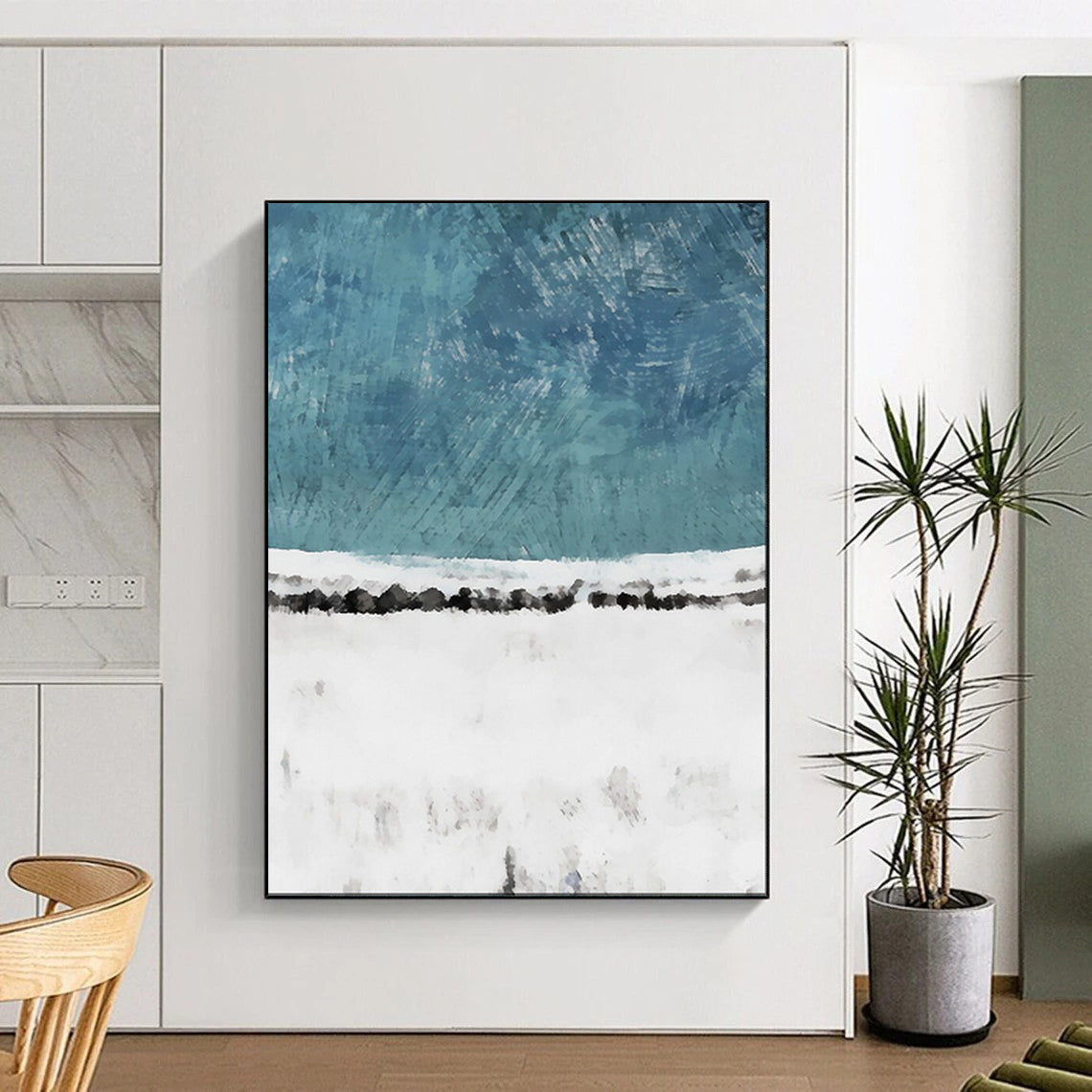 “Blue and White Abstract” - Minimalist Abstract Art CT2025