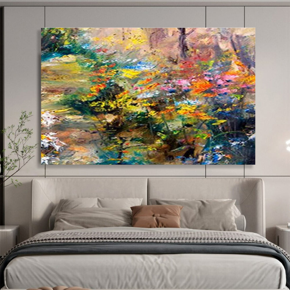 “Colorful Floral Garden” Impressionist Oil Painting On Canvas DKH364
