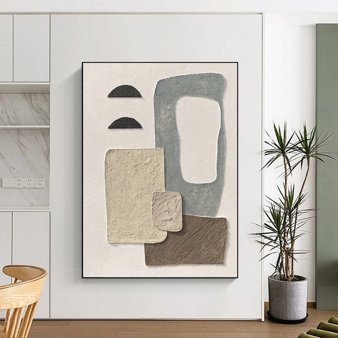 “Neutral - Toned Collage Abstract - Textured Stories” Painting On Canvas DKH1135