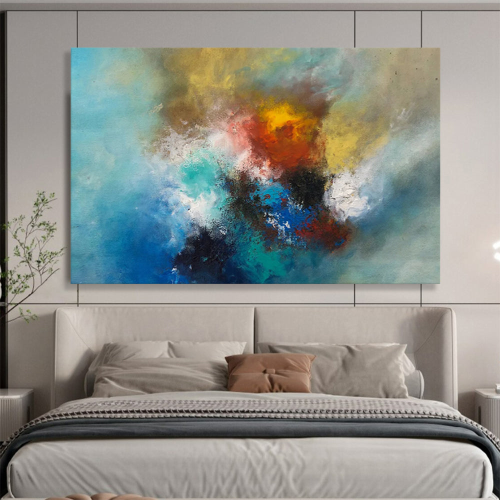 “Vibrant Color Fusion - Swirling Blues, Yellows, and Reds” Painting On Canvas DKH002