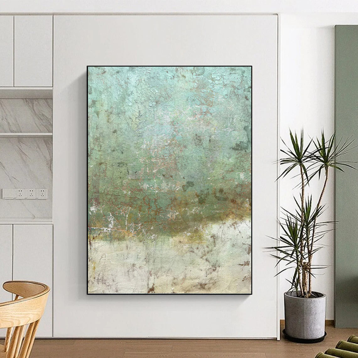“Aged Patina” - Green & Brown Textured Surface Painting On Canvas DKH1512