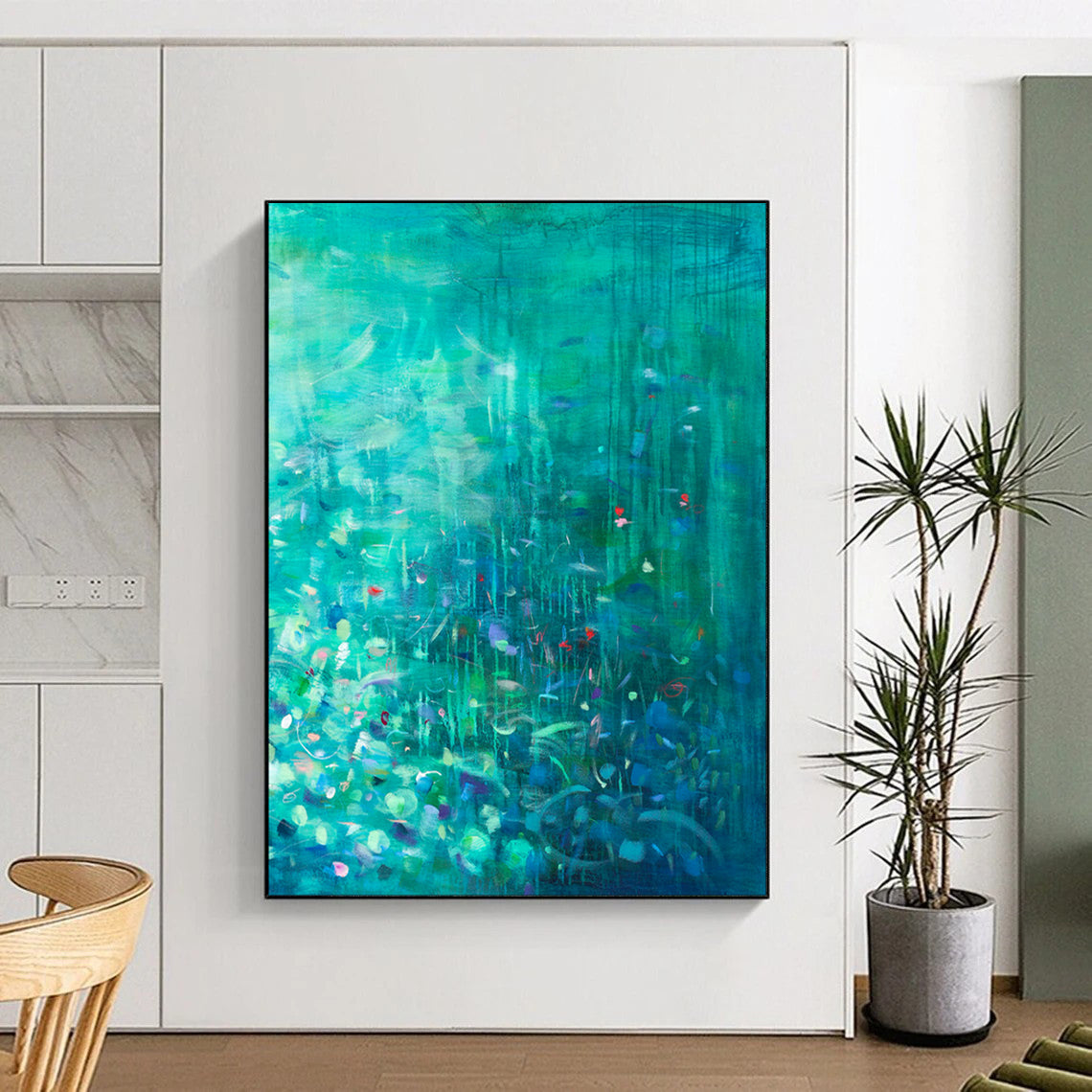 Teal, Colorful Bits - "Mystic Lagoon" - Abstract Landscape Painting CT1860