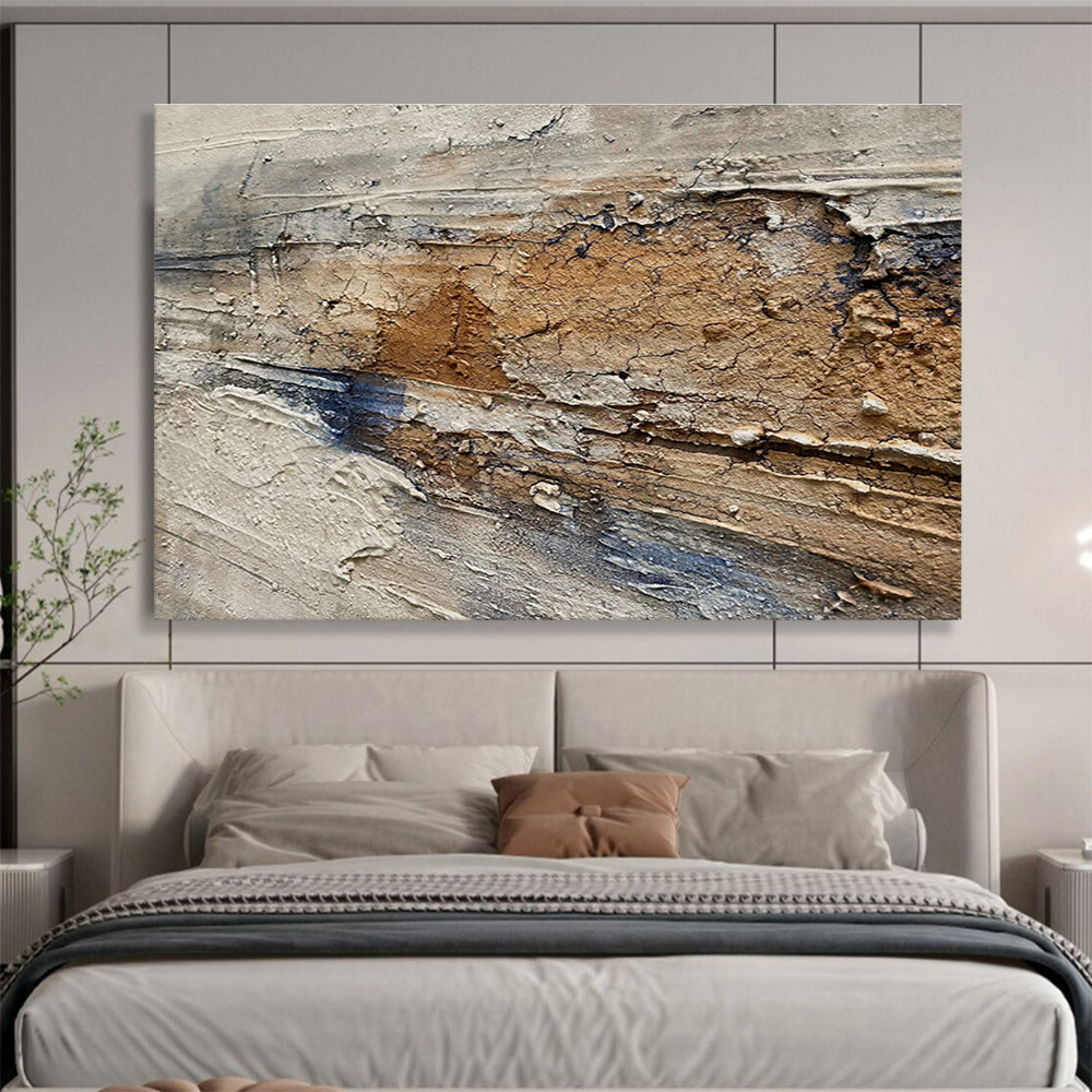 Textured Earth - Tone Abstract “Rustic Textured Journey” Painting On Canvas DKH084