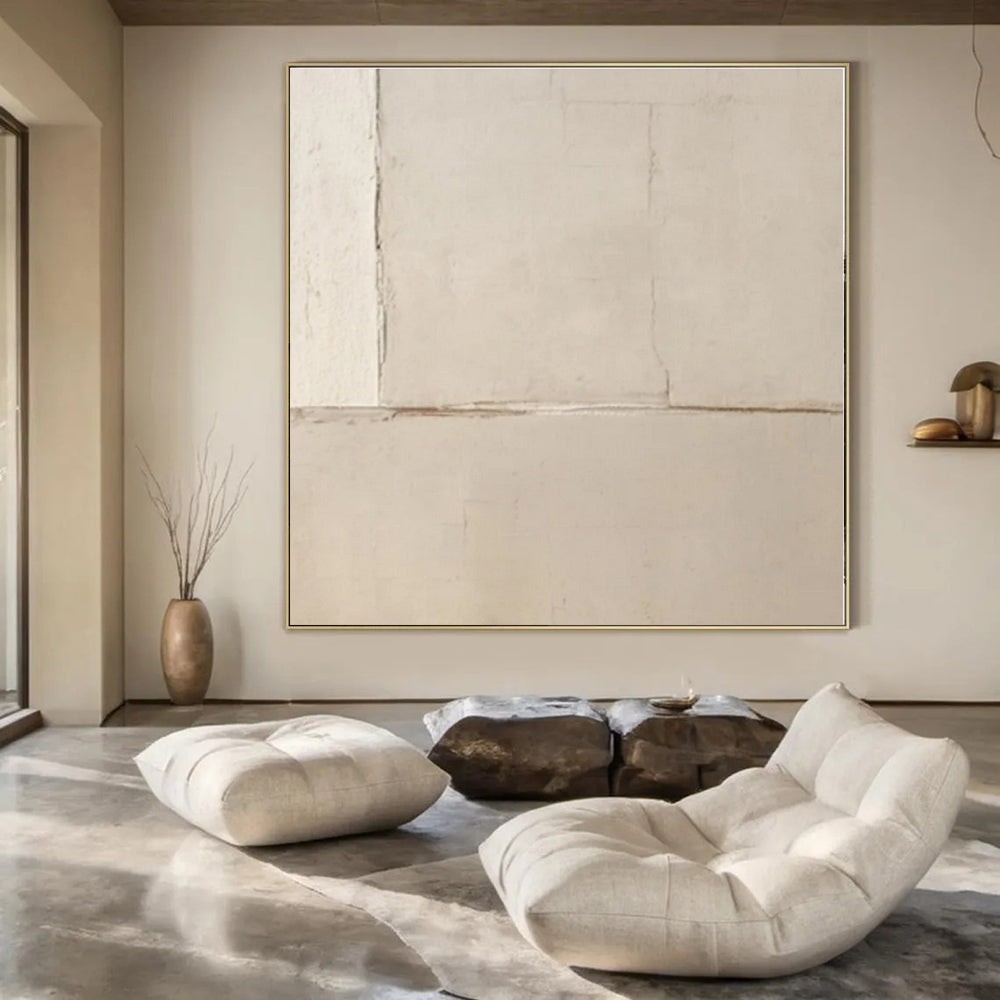 Cracked Beige Plaster - Textural Abstract Plaster & Paint On Canvas CT1304