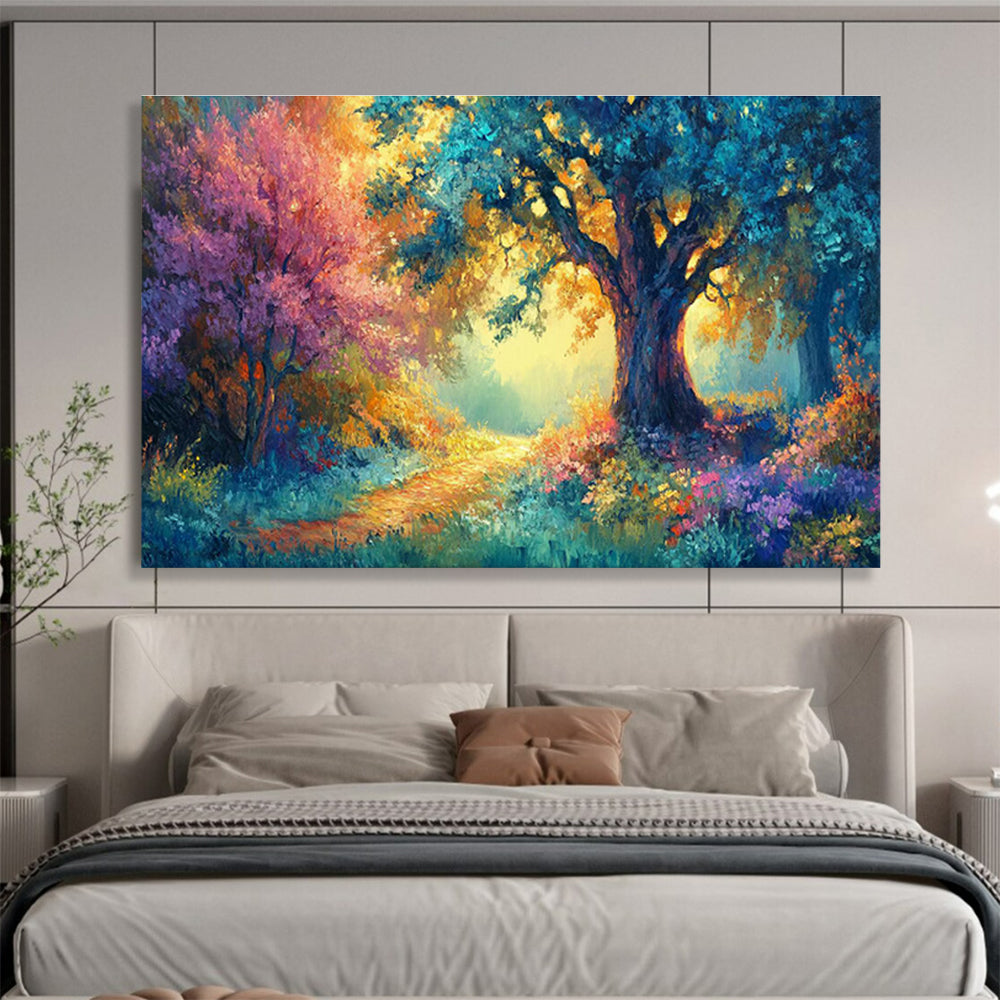 “Enchanted Forest Path” - Colorful, Vibrant Landscape Fantasy Painting On Canvas DKH697