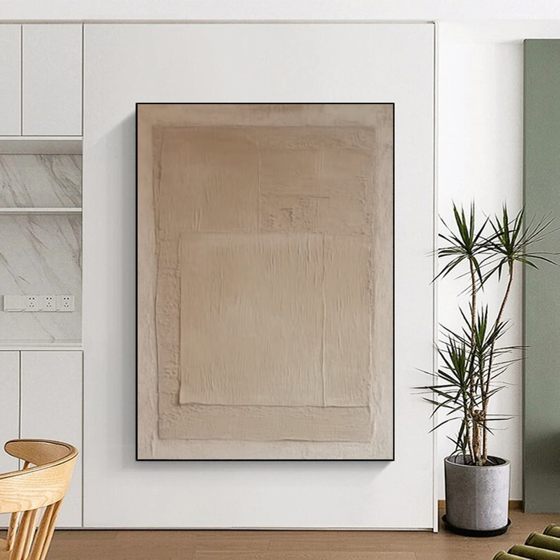 “Beige Minimalist Texture ‘Understated Elegance’” - Textured Abstract Painting On Canvas DTP360