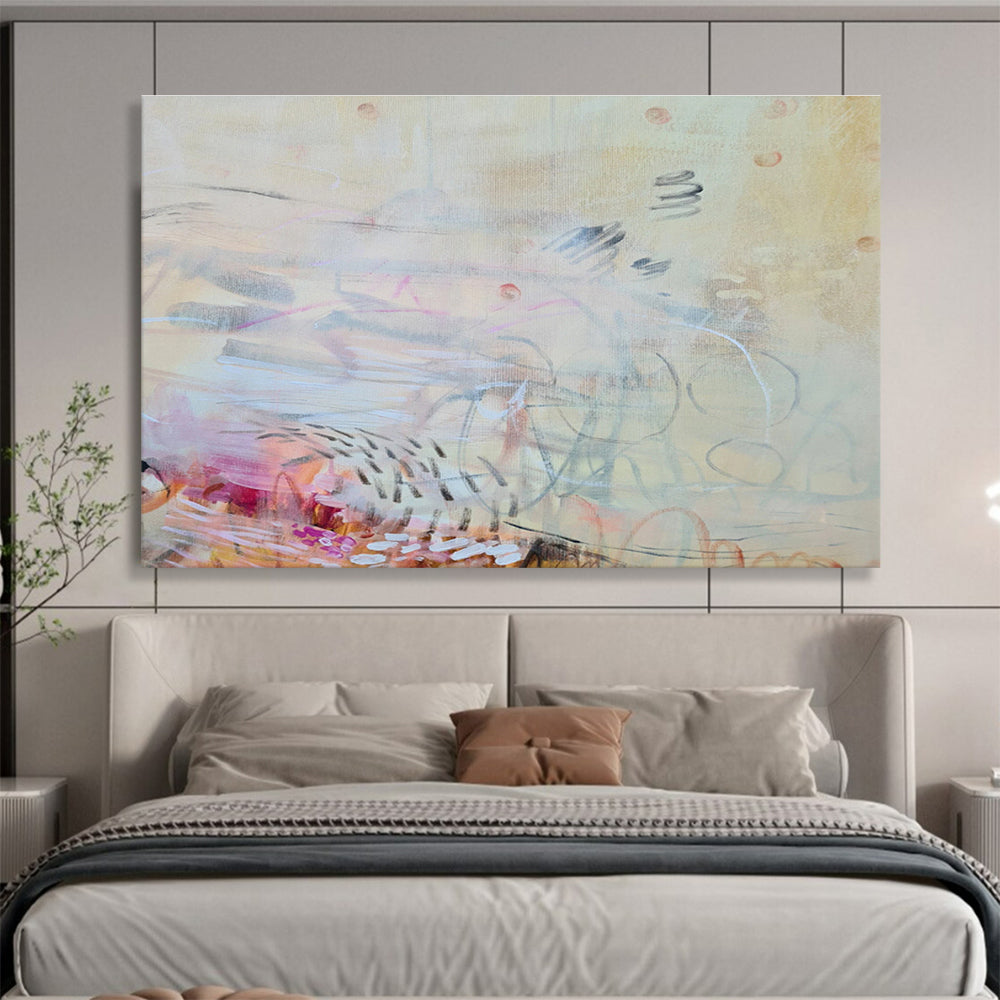 Subtle Abstract on Beige - Delicate Marks and Soft Transitions Painting On Canvas DKH066