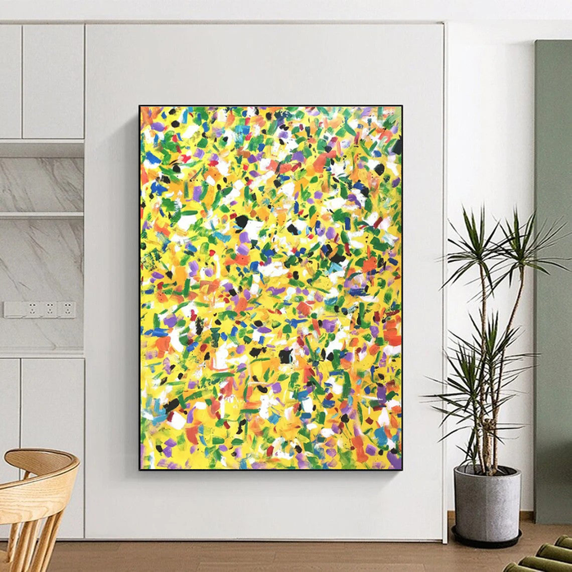 “Yellow Confetti” ,Abstract Expressionist Acrylic Painting CT0901