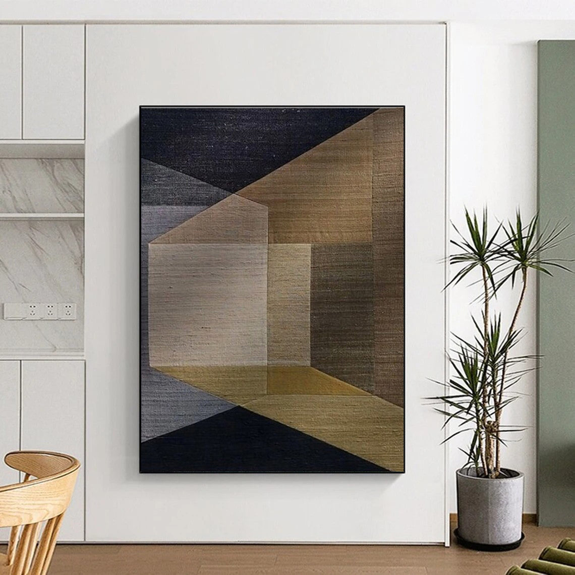 “Brown - Gray Geometric Collage”,Abstract Geometric Style CT0677