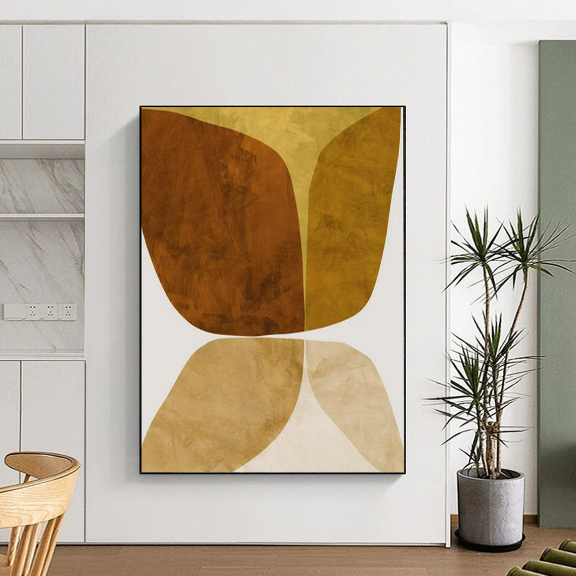 Symmetrical Brown & Beige Shapes - Abstract Painting On Canvas CT2310