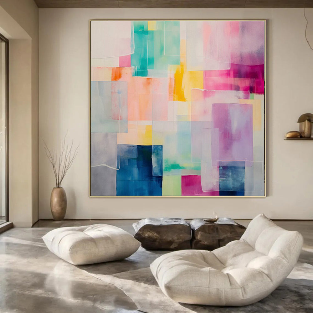 “Colorful Translucent Squares” – Geometric Abstract Painting CT1177