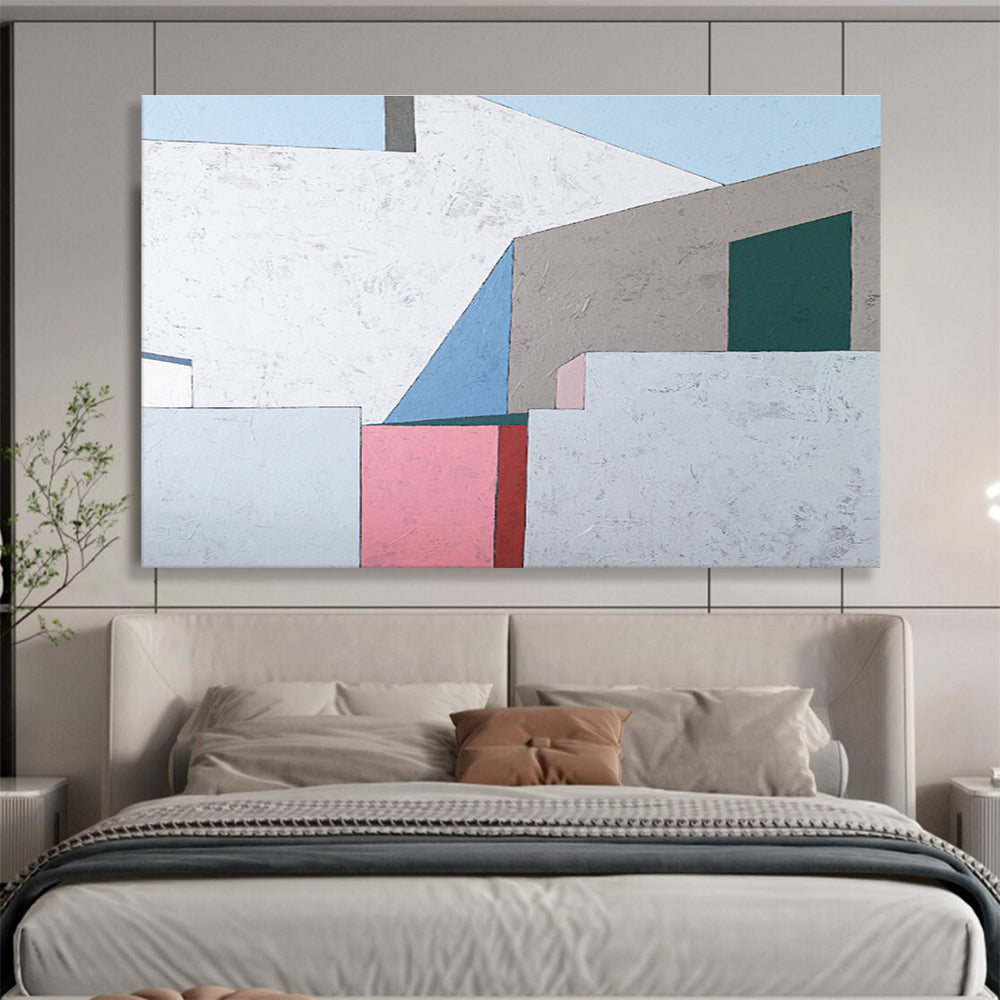 Pastel Shapes & Soft Edges in Blush, Beige, and Charcoal, Minimalist Abstract Painting On Canvas DKH572