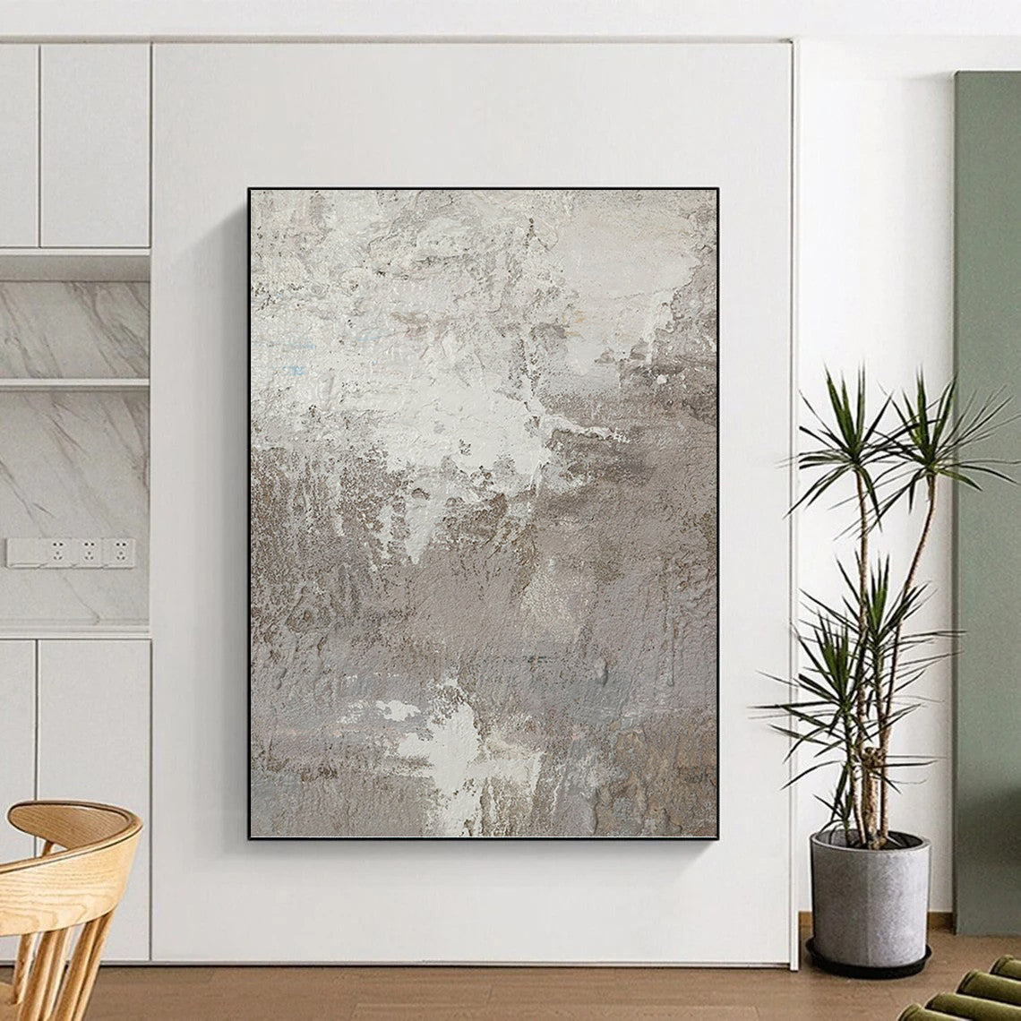 Textured Gray and White Abstract - Abstract Painting On Canvas DKH1500