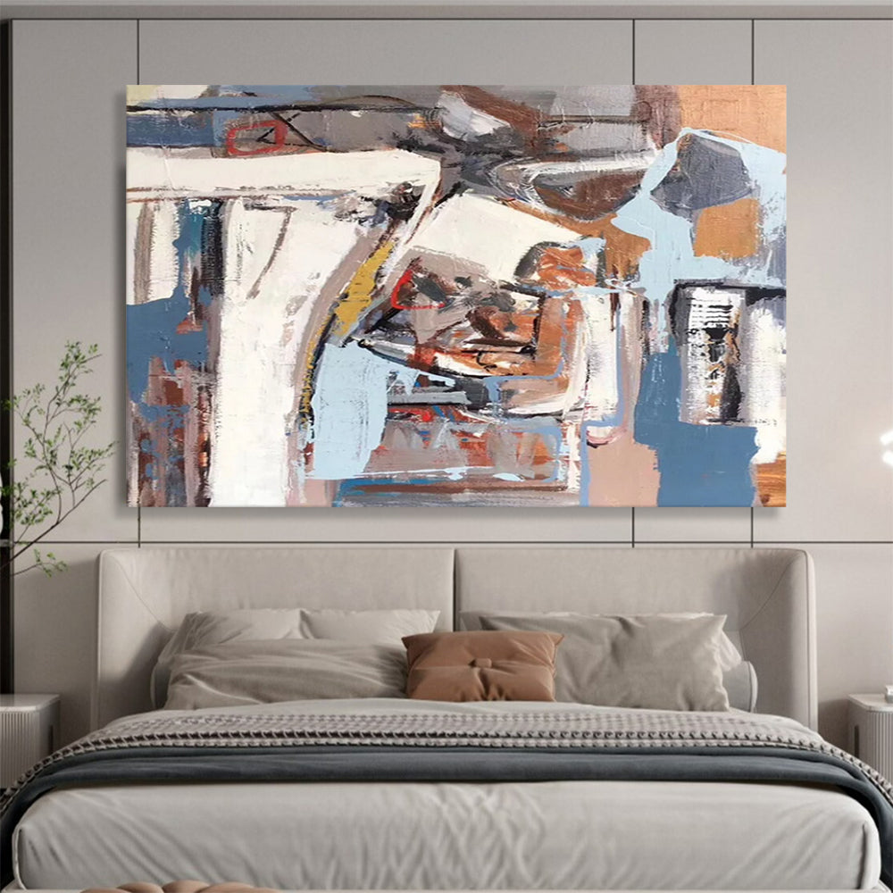 “Color - Blended, Abstract Scene ‘Urban Mosaic’” - Abstract Cityscape Painting On Canvas DLZ026