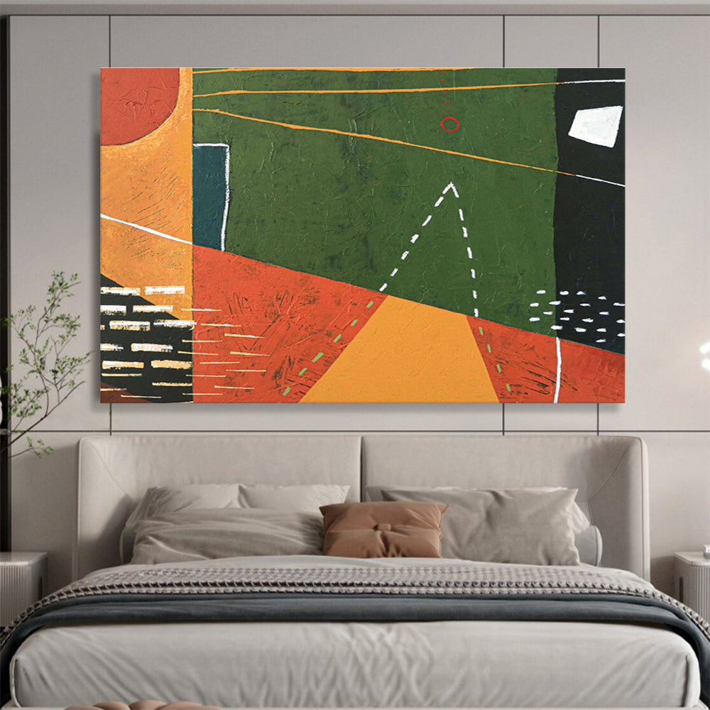 “Colorful Geometric Pathways” Abstract Acrylic Painting On Canvas DKH558