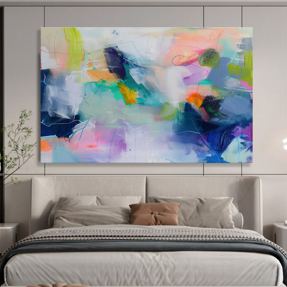 “Colorful Abstract Fusion” Abstract Acrylic Painting On Canvas DKH497