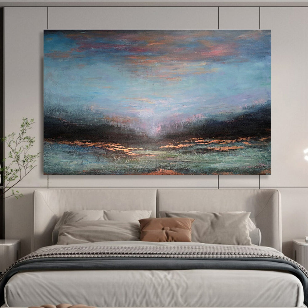 “Colorful Sky Over Glowing River” - Enchanting Landscape Painting On Canvas DKH780