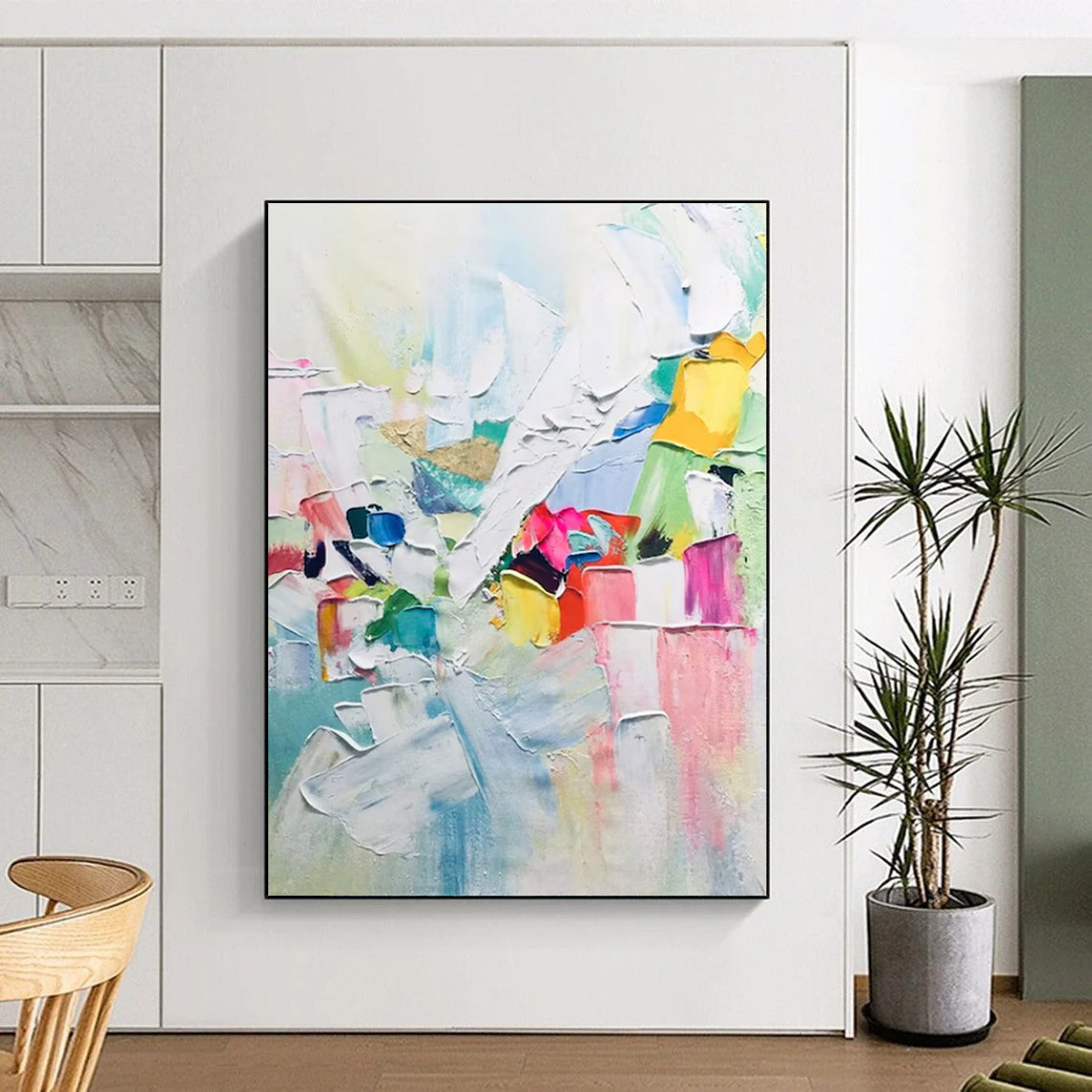 “Rainbow Block Party” - Multicolor, Textured Abstract Celebration Painting On Canvas DTP279