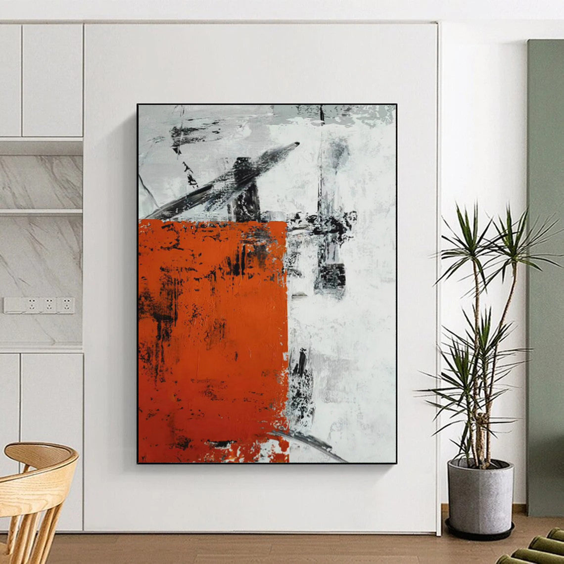 “Rustic Orange - Black Abstract” Abstract Acrylic Art CT0332