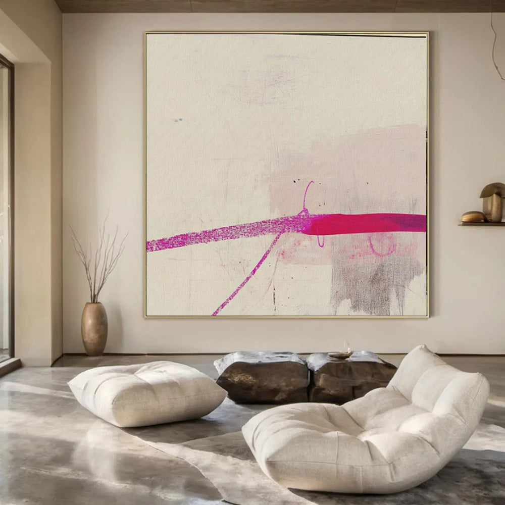 “Pink Line on Light” – Minimalist Abstract Art CT1045